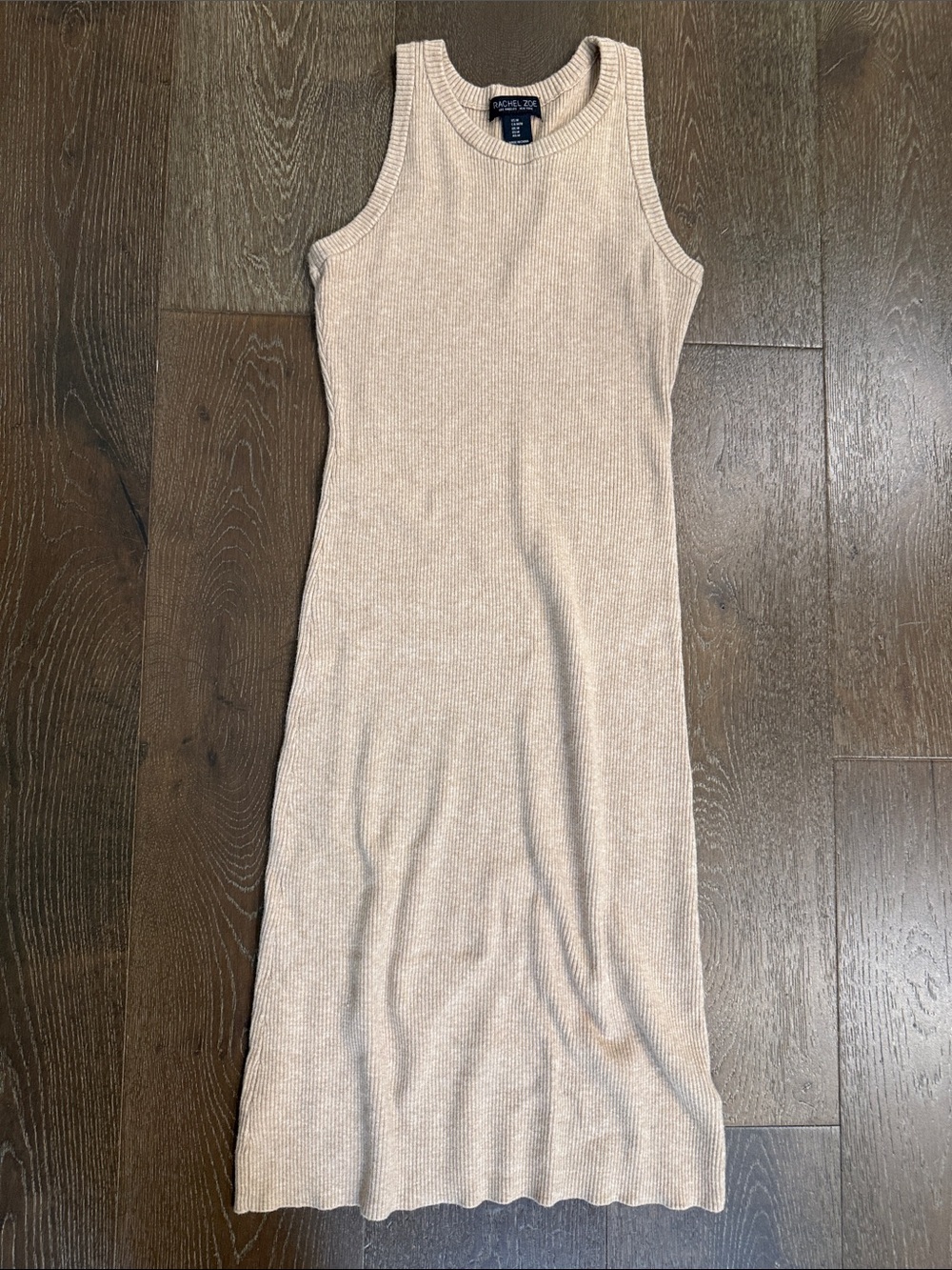 Rachel Zoe Beige Ribbed Tank Maxi Dress